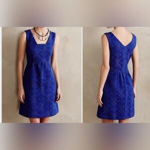 Maeve Anthropologie Blue Purple brocade dress size 0P